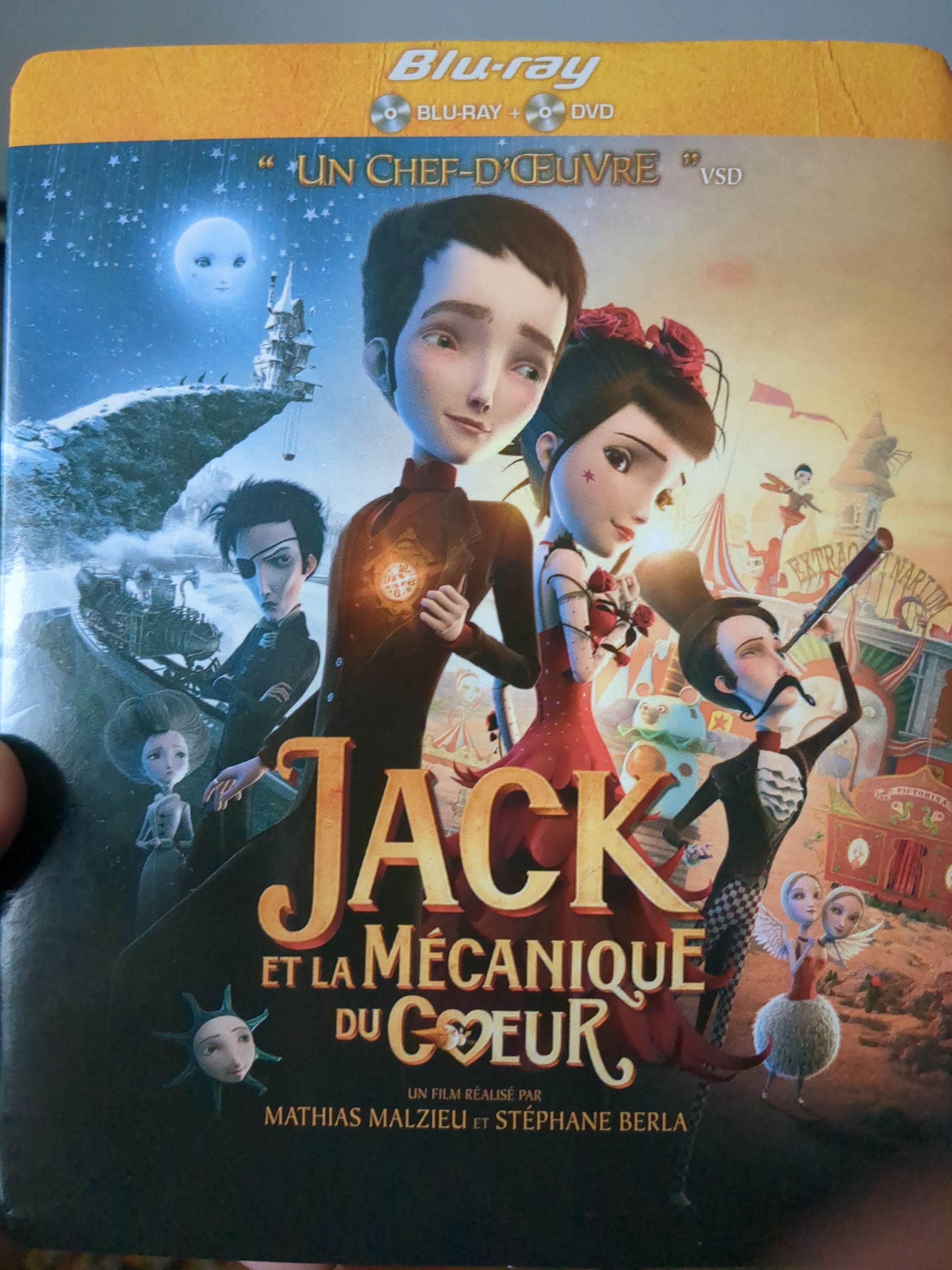Bluray du film Jack et la mécanique du coeur où l'on voit les différents personnages sur la jaquette