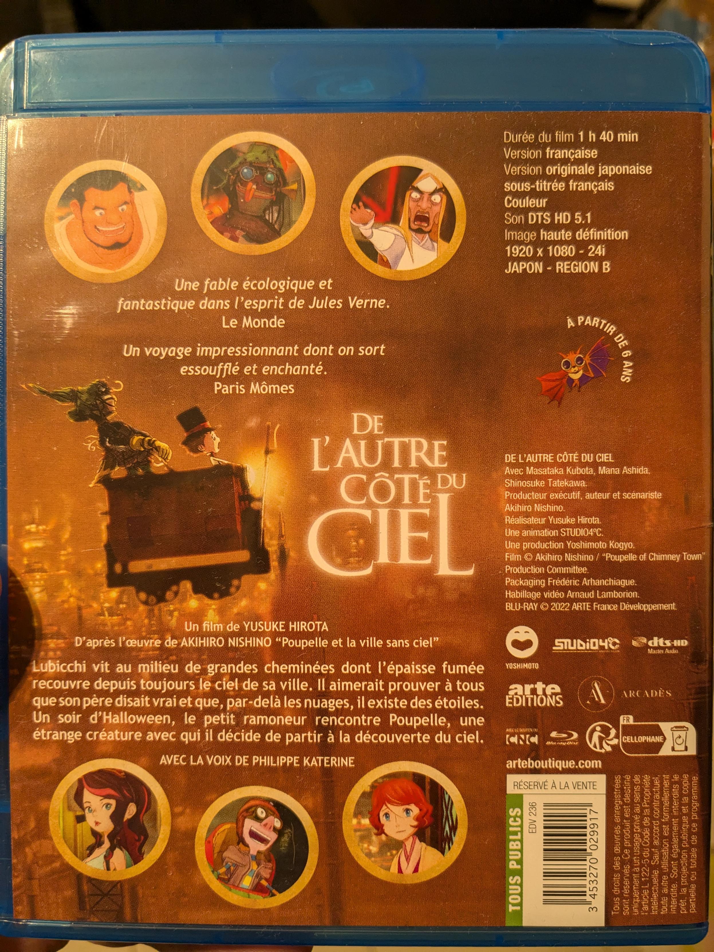 l'arrière du BluRay avec la description