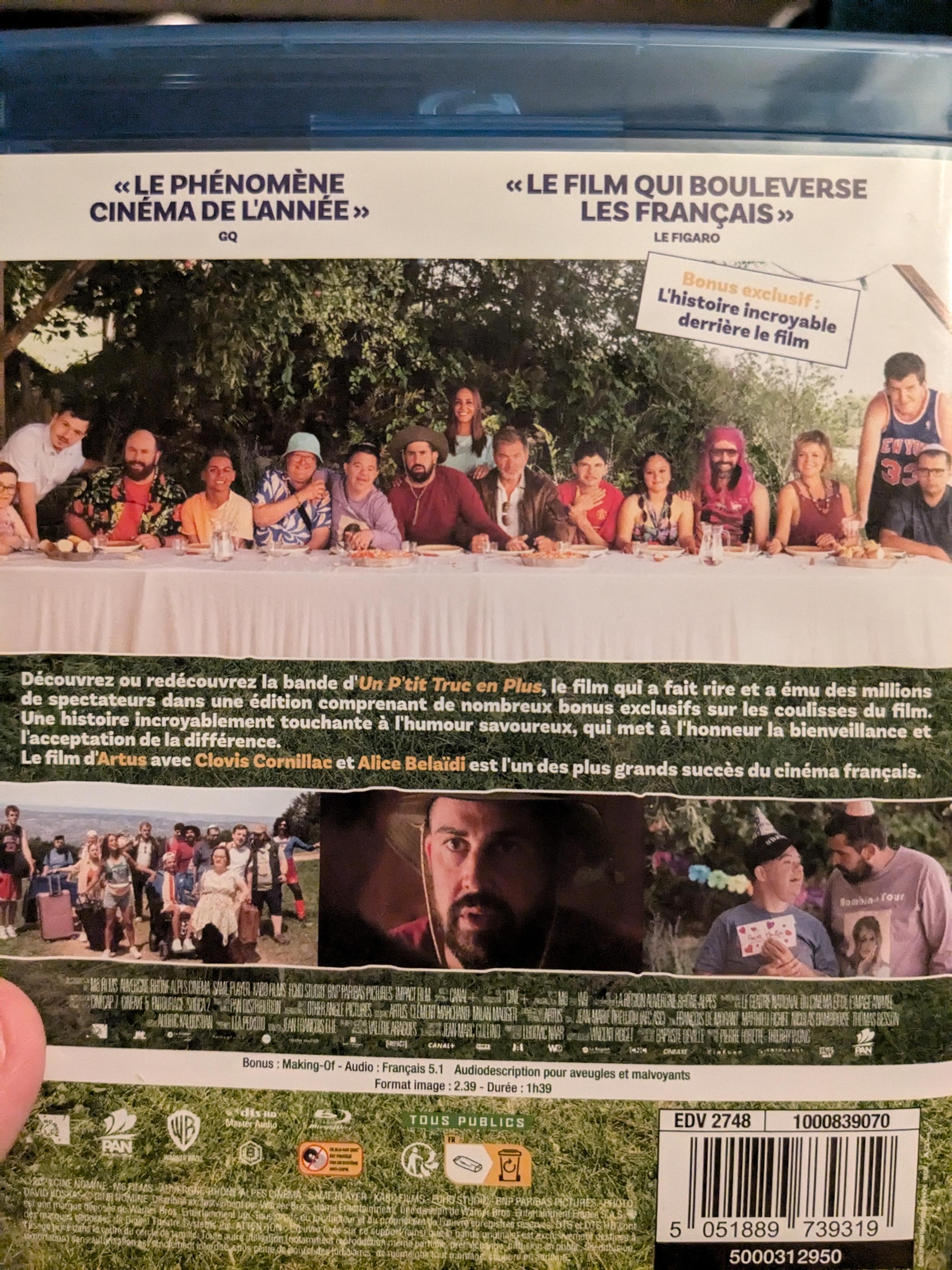 la jaquette arrière du film