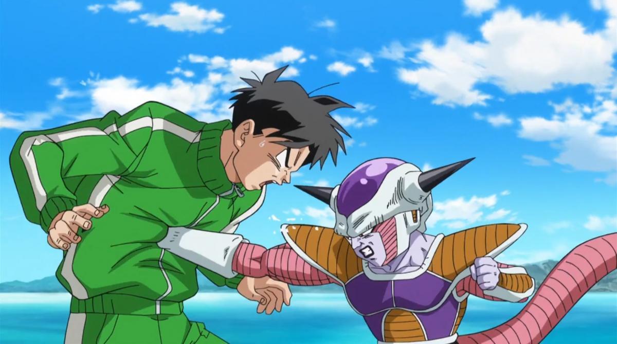 Gohan se prend une pêche par Freezer dans le ventre