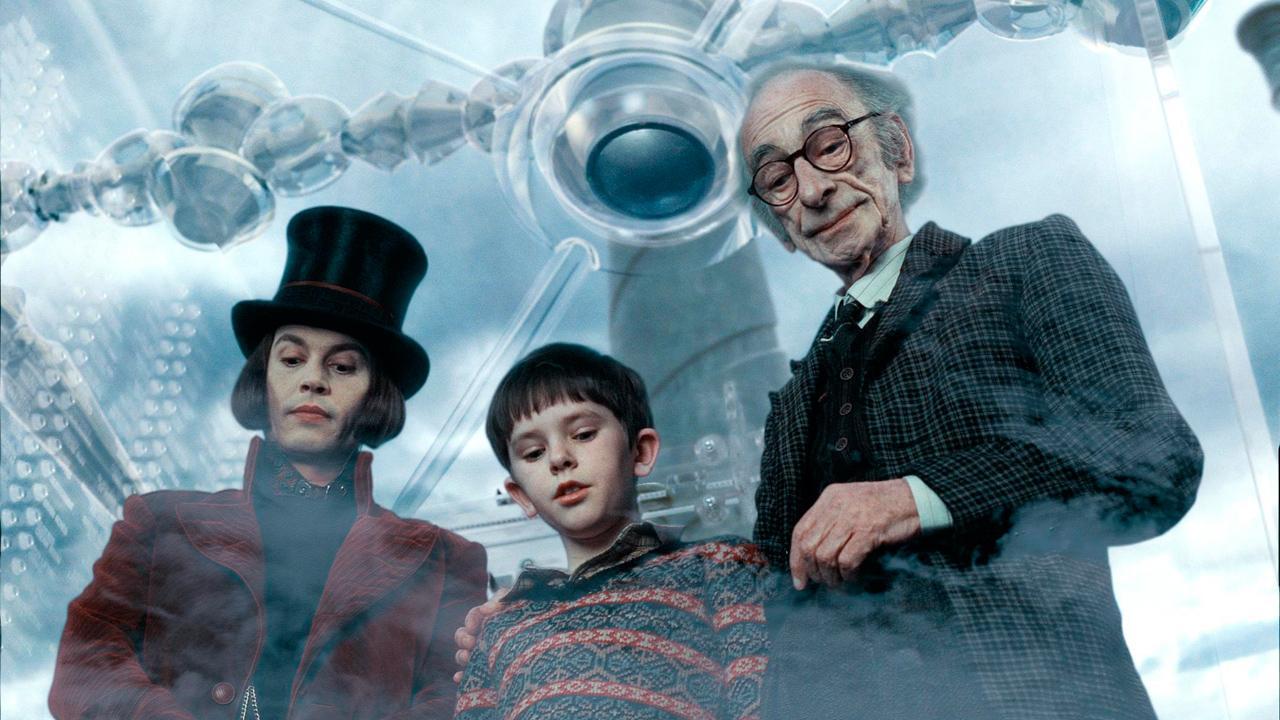 En contre plongée, Willy Wonka, Charlie et son grand pere