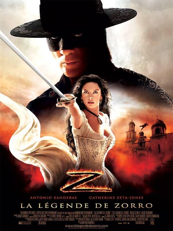L'affiche où l'on voit Elena brandir son epée avec dans le fond, son mari Zorro le regard noir sur fond nuageux