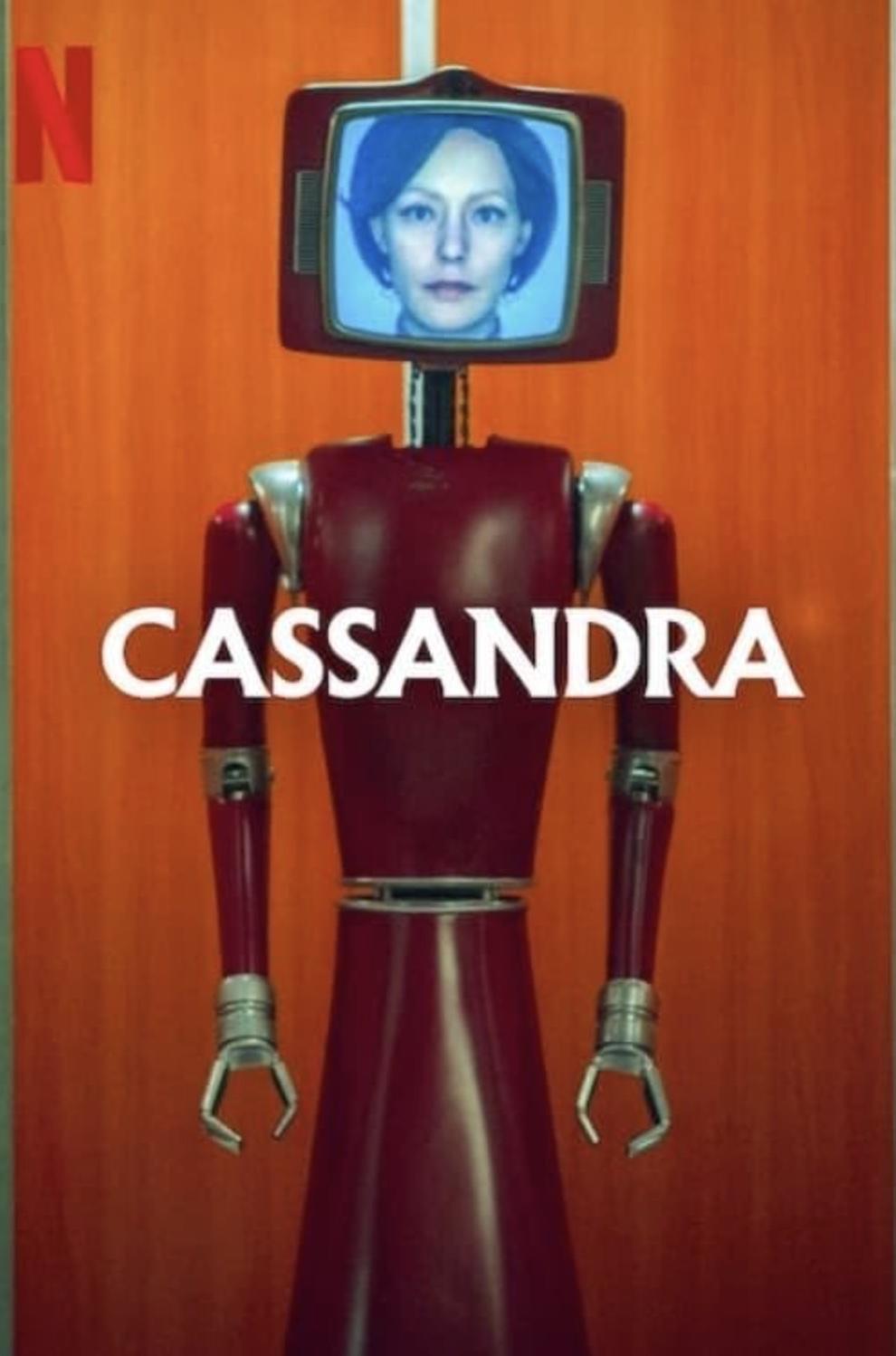 Affiche de la série où l'on voit Cassandra sortir d'un ascenseur 